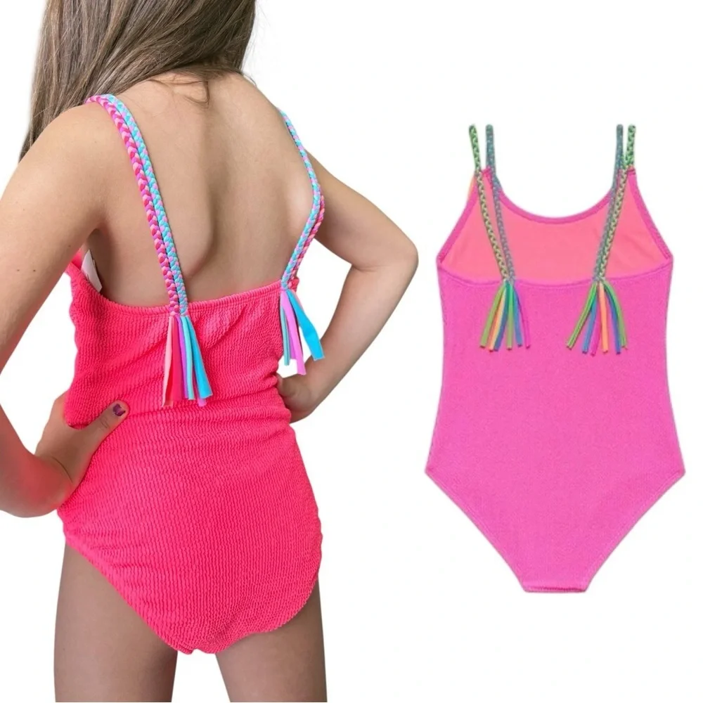 Beach Lingo One Piece Swimsuit Girls Pink Size 12 Tassel Strap